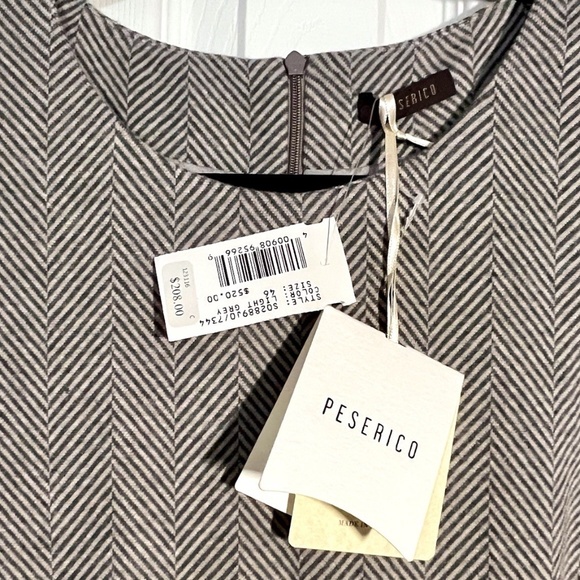 PESERICO Dress Made In Italy Size EU 46/US 10-12 New With Tags Long Sleeve Beige - Picture 2 of 8